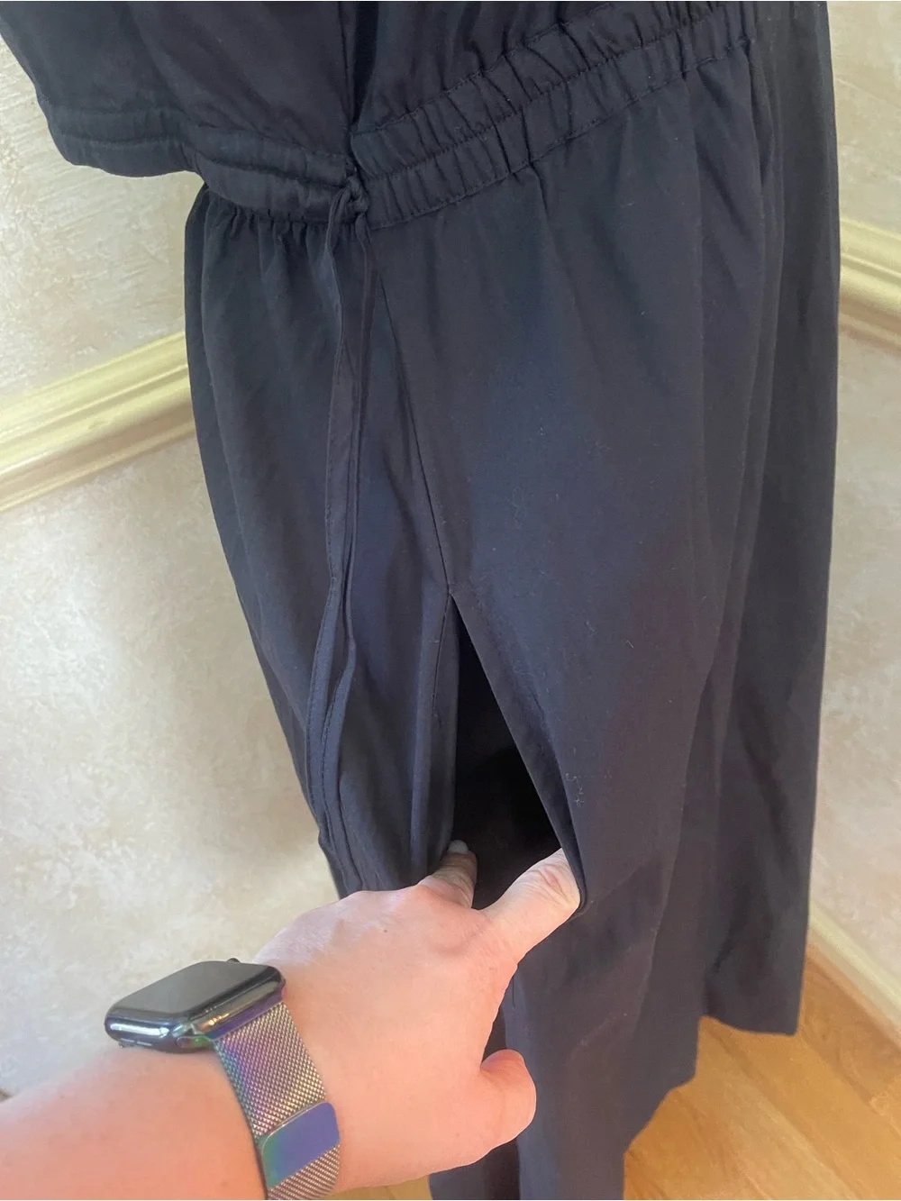 NWT Calvin Klein Black Cotton Midi Shirt Dress Size 8 Open Back Poplin Utility - Picture 12 of 13